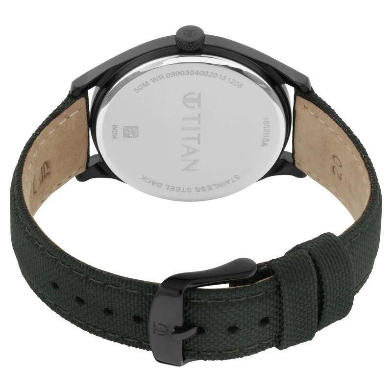 Titan Workwear Green Dial Analog Leather Strap Watch
