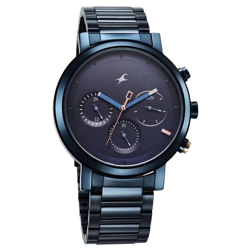 Tick Tock Quartz Analog Blue Dial With Blue Stainless steel Strap Watch