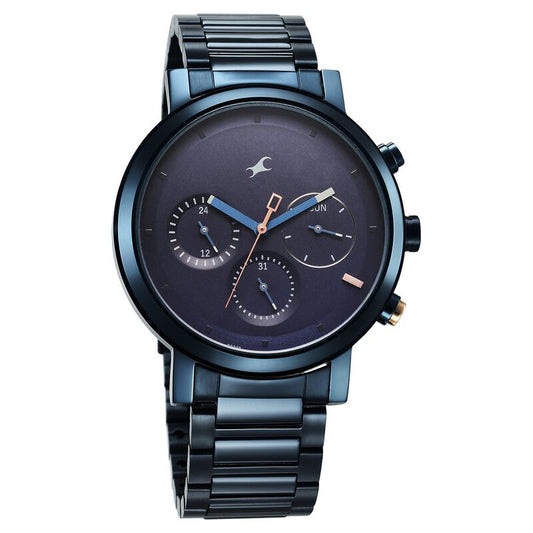 Tick Tock Quartz Analog Blue Dial With Blue Stainless steel Strap Watch