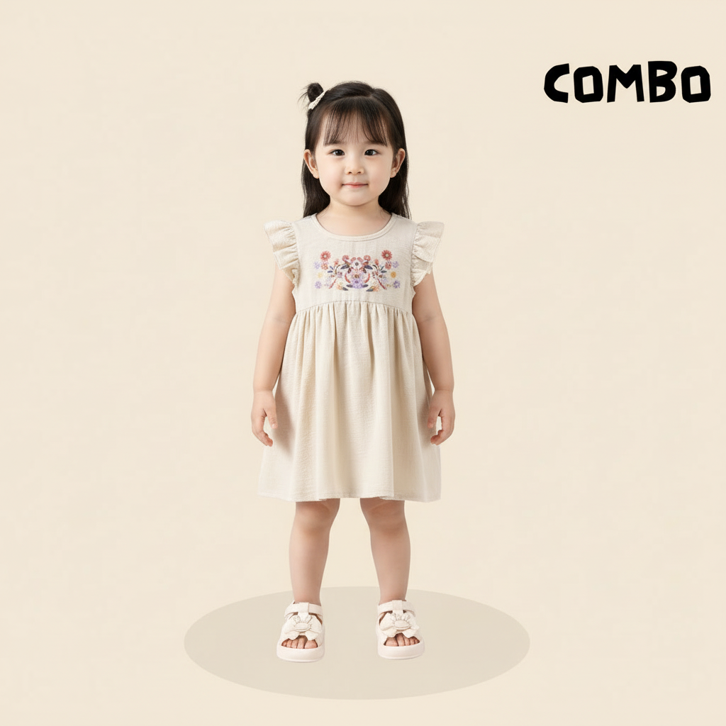 Printed Flutter Sleeve Casual Dress – Soft & Trendy Versatile Baby Outfit