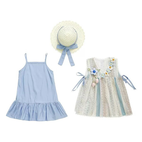 Girls' Bohemian Dress and Hat Set