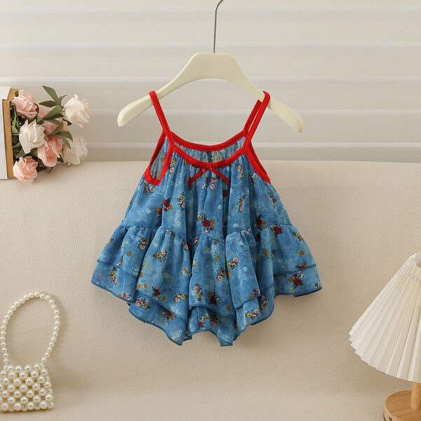 Baby Girl Floral Chiffon Ruffle Top & Bootcut Pants Set