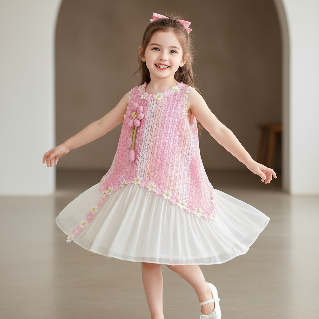 Premium Chinese Imported Baby Princess Vest Dress with Hat