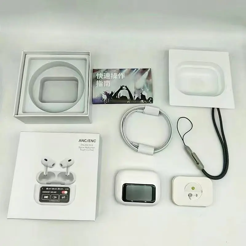 Pro ANC Touch Screen Display Earbuds – White Color