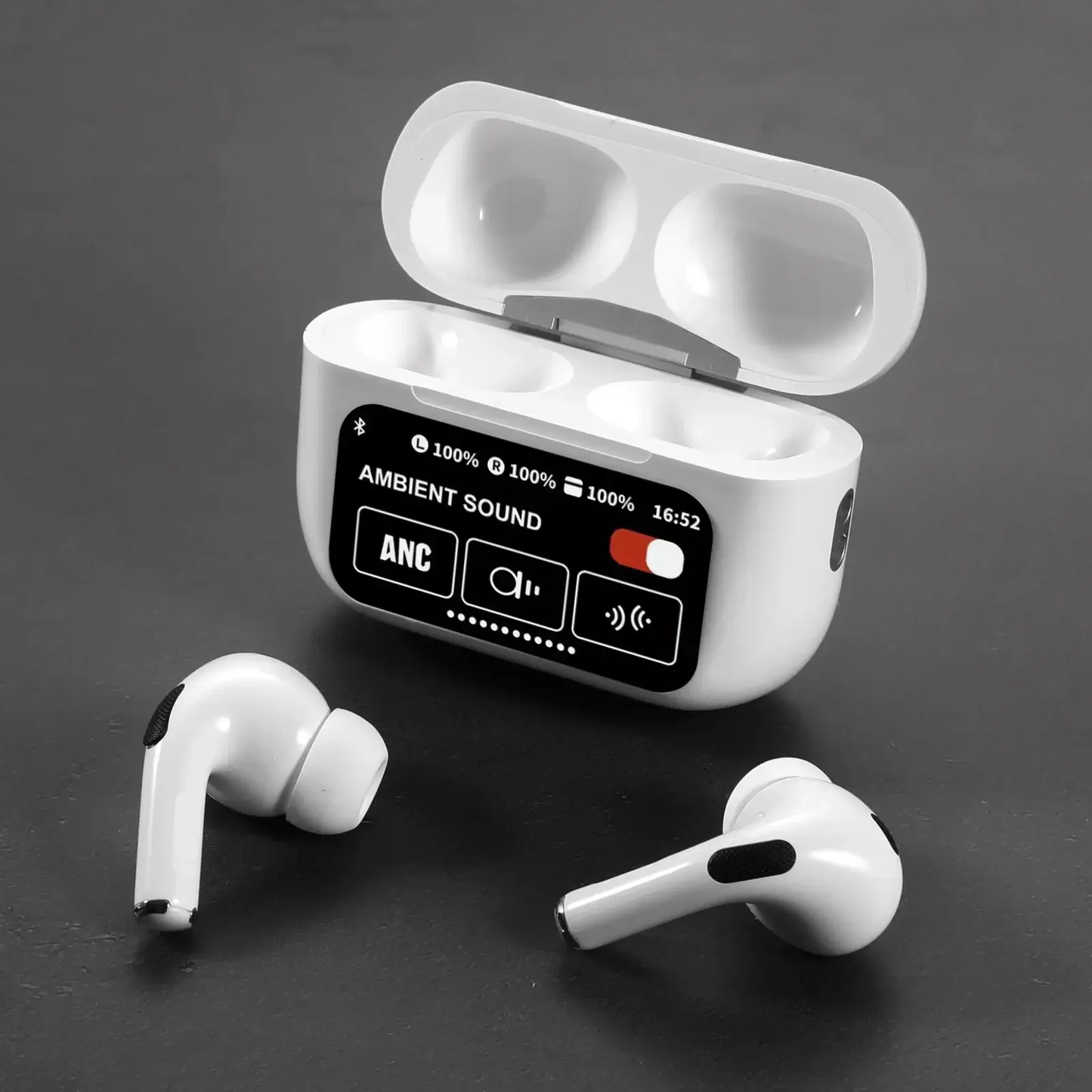 Pro ANC Touch Screen Display Earbuds – White Color