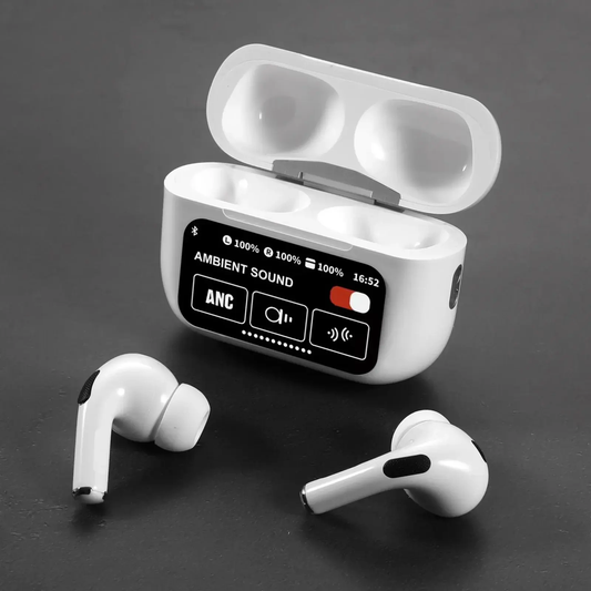 Pro ANC Touch Screen Display Earbuds β White Color