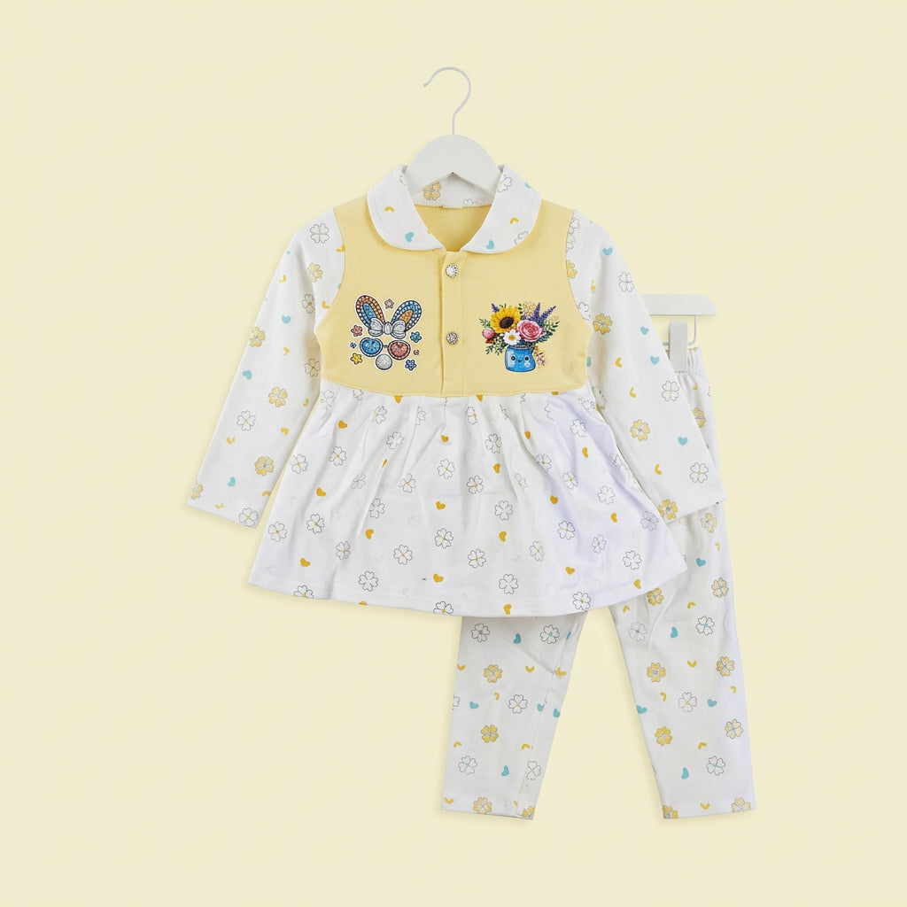 All-Season Floral and Heart Design Top with Pants