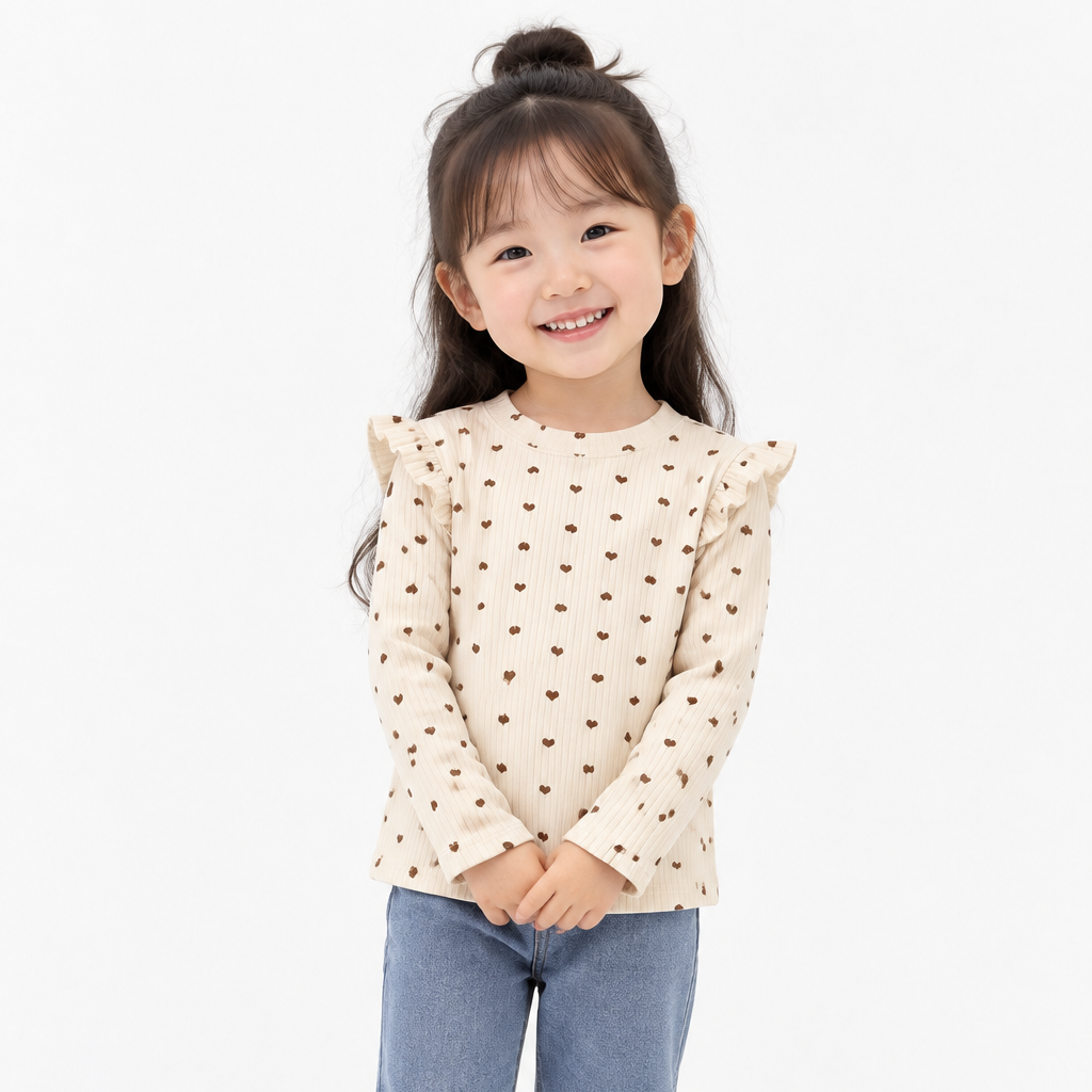 Autumn and Winter Floral Flying Sleeve Base Shirt