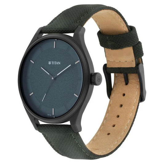 Titan Workwear Green Dial Analog Leather Strap Watch