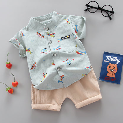 Adorable Cartoon Airplane Soft Cotton Summer Set