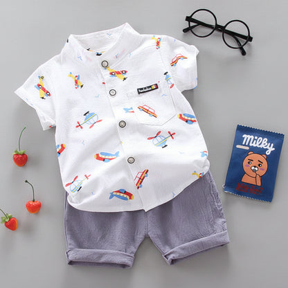 Adorable Cartoon Airplane Soft Cotton Summer Set
