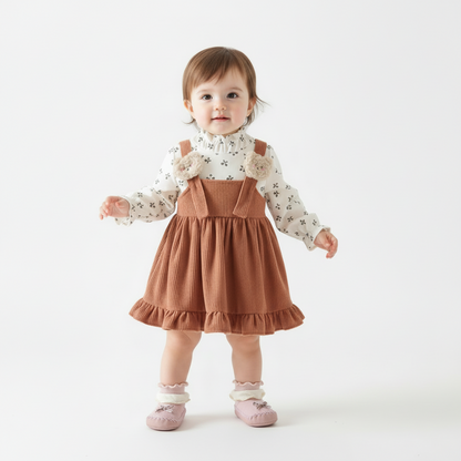 Korean Style Baby Princess Skirt & Soft Sole Toddler Shoes Combo