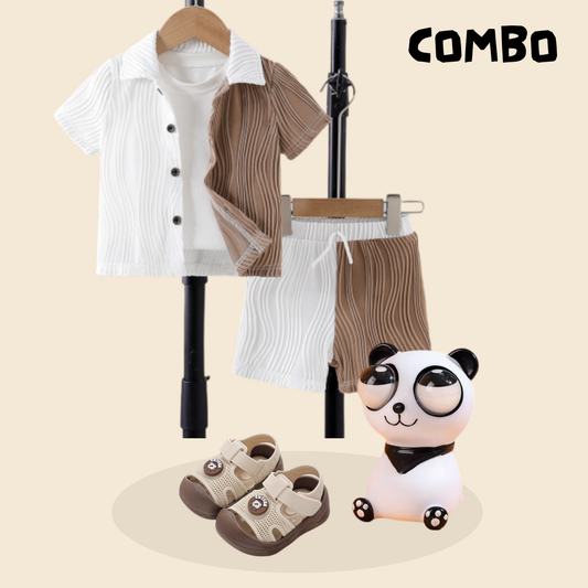 Boys' Classic Gentleman Suit & Soft-Soled Sandal Combo