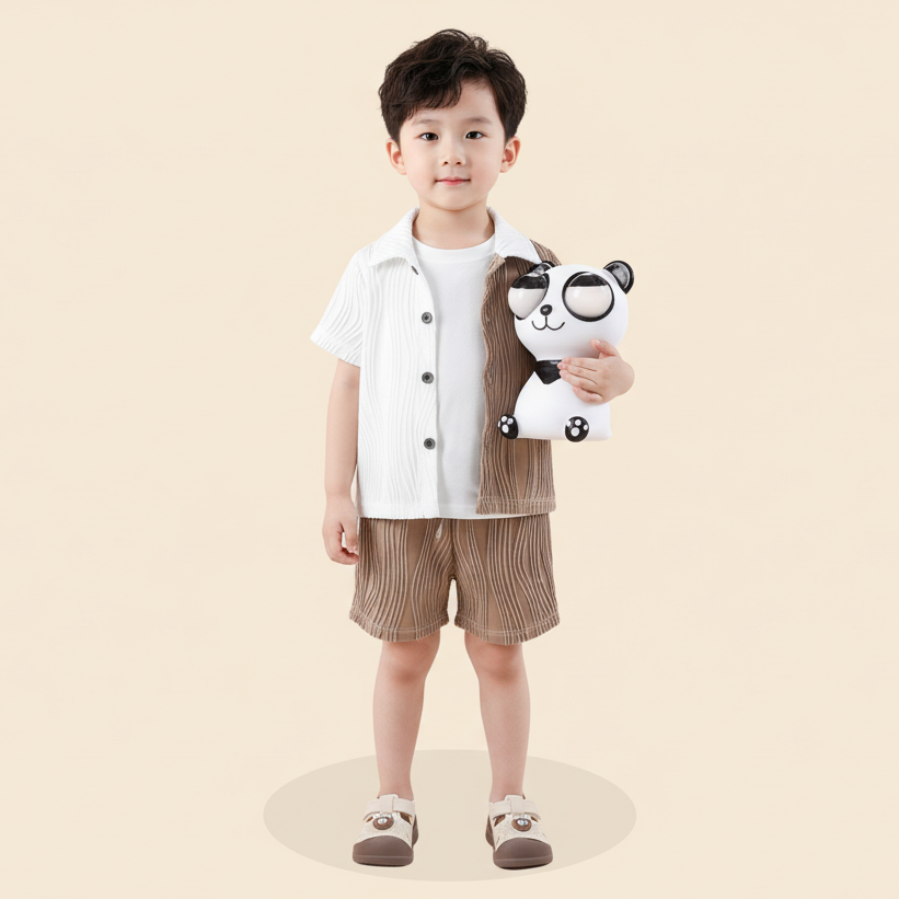 Boys' Classic Gentleman Suit & Soft-Soled Sandal Combo