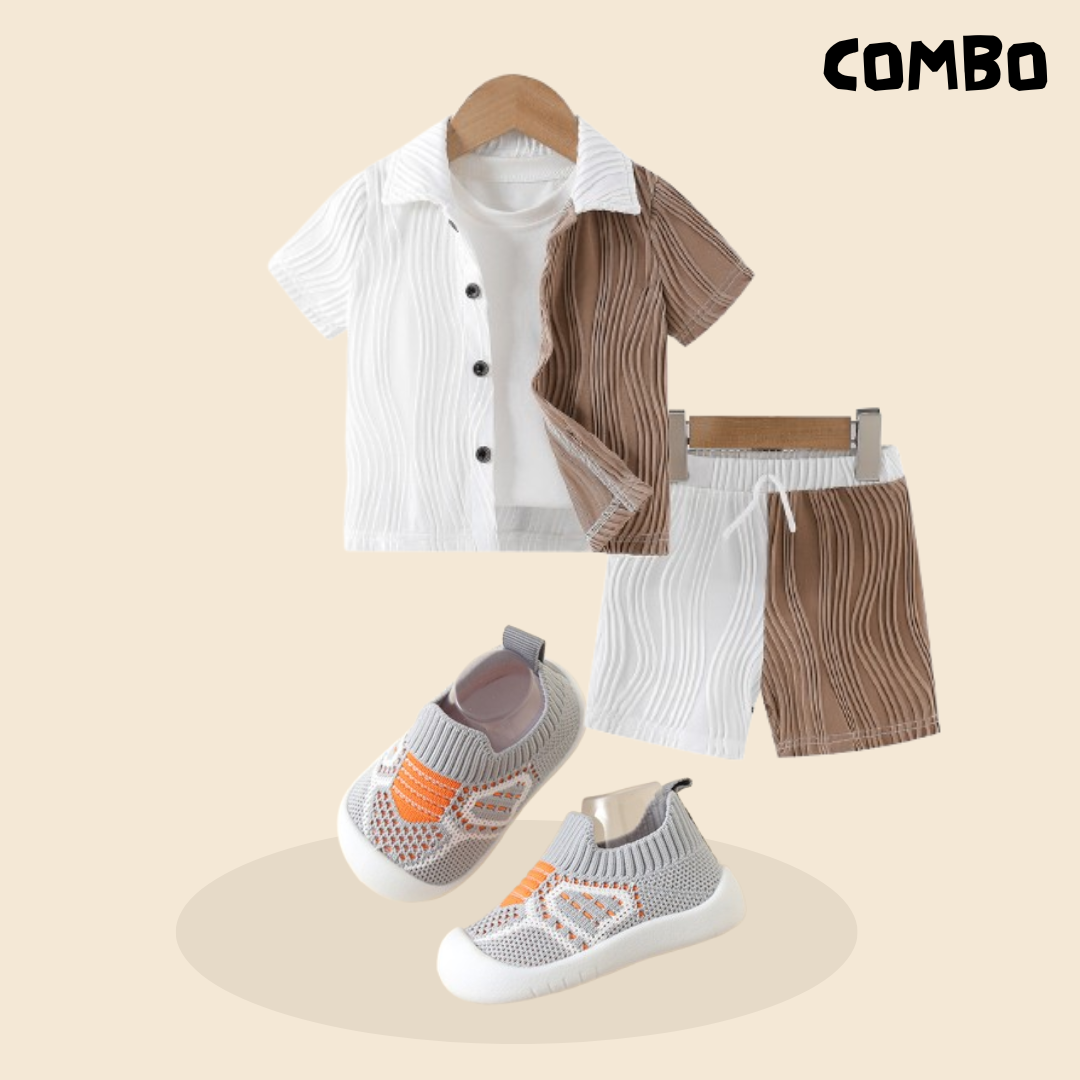 Stylish Outfit & Soft Sole Toddler Shoes Combo