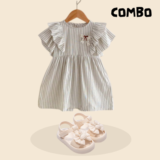 Korean Style Bow-Knot Summer Dress & China Butterfly Princess Shoes