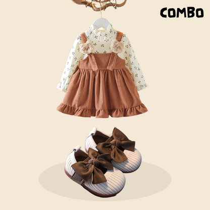 Luxurious Korean Skirt Set & Soft Leather Royal Princess Shoes Combo