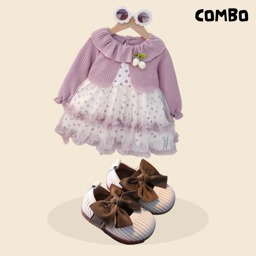 Modern Texture Baby Suit & Royal Non-Slip Shoes Combo