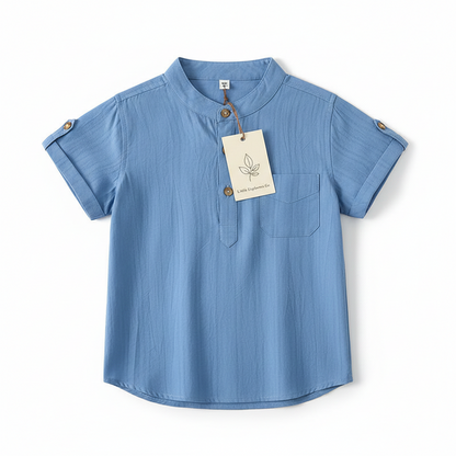 Korean Style Stand Collar Short Sleeve Shirt