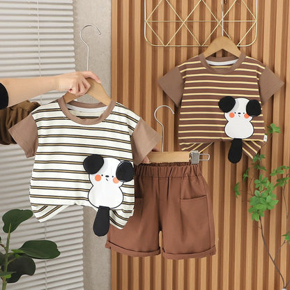 Handsome Western Style Baby 3D Cartoon Summer Set
