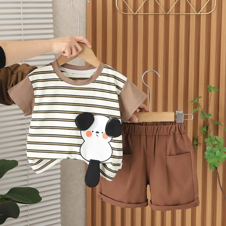 Handsome Western Style Baby 3D Cartoon Summer Set