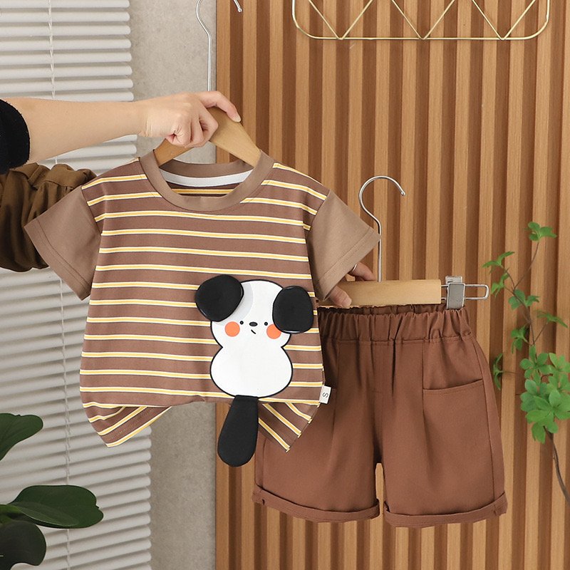 Handsome Western Style Baby 3D Cartoon Summer Set