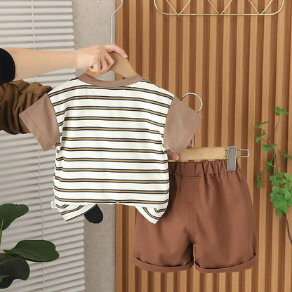 Handsome Western Style Baby 3D Cartoon Summer Set