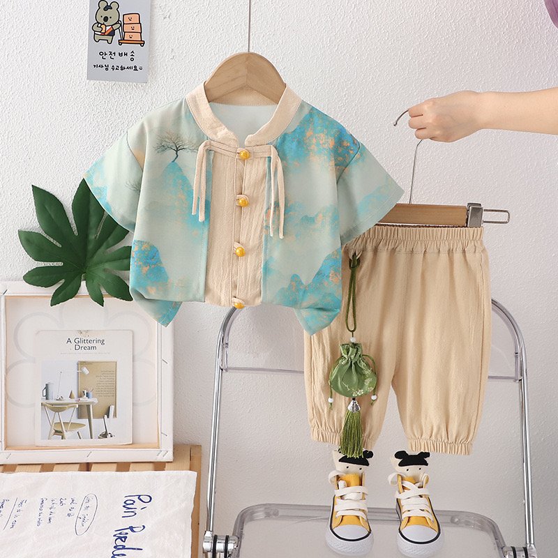 Trendy National Style Short Sleeve Summer Suit