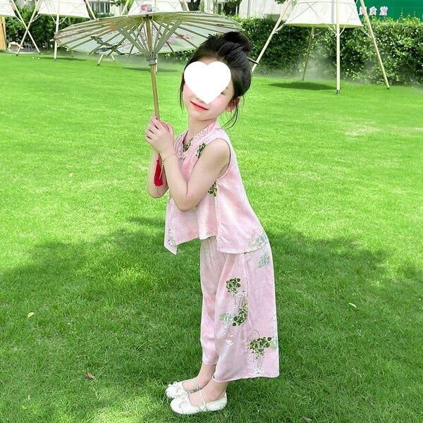 New Chinese-Style Outfit, Two-Piece Set for Girls