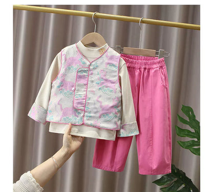 Winter 3-Piece Traditional Baby Tang Suit & Vest Set