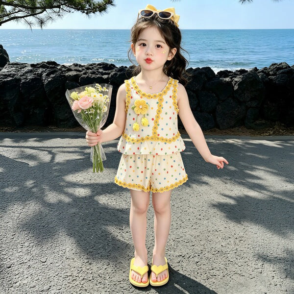 Girls' Korean-Style Children's Fashionable Two-Piece Set
