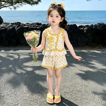 Girls' Korean-Style Children's Fashionable Two-Piece Set