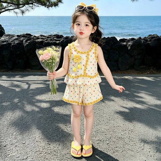 Girls' Korean-Style Children's Fashionable Two-Piece Set