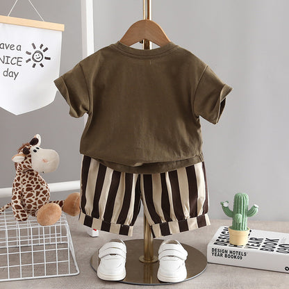 Casual Crewneck Sports Short Sleeve Set