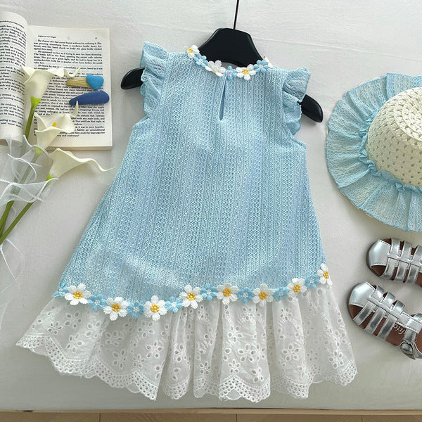Flutter Sleeve 3D Floral Lace Dress