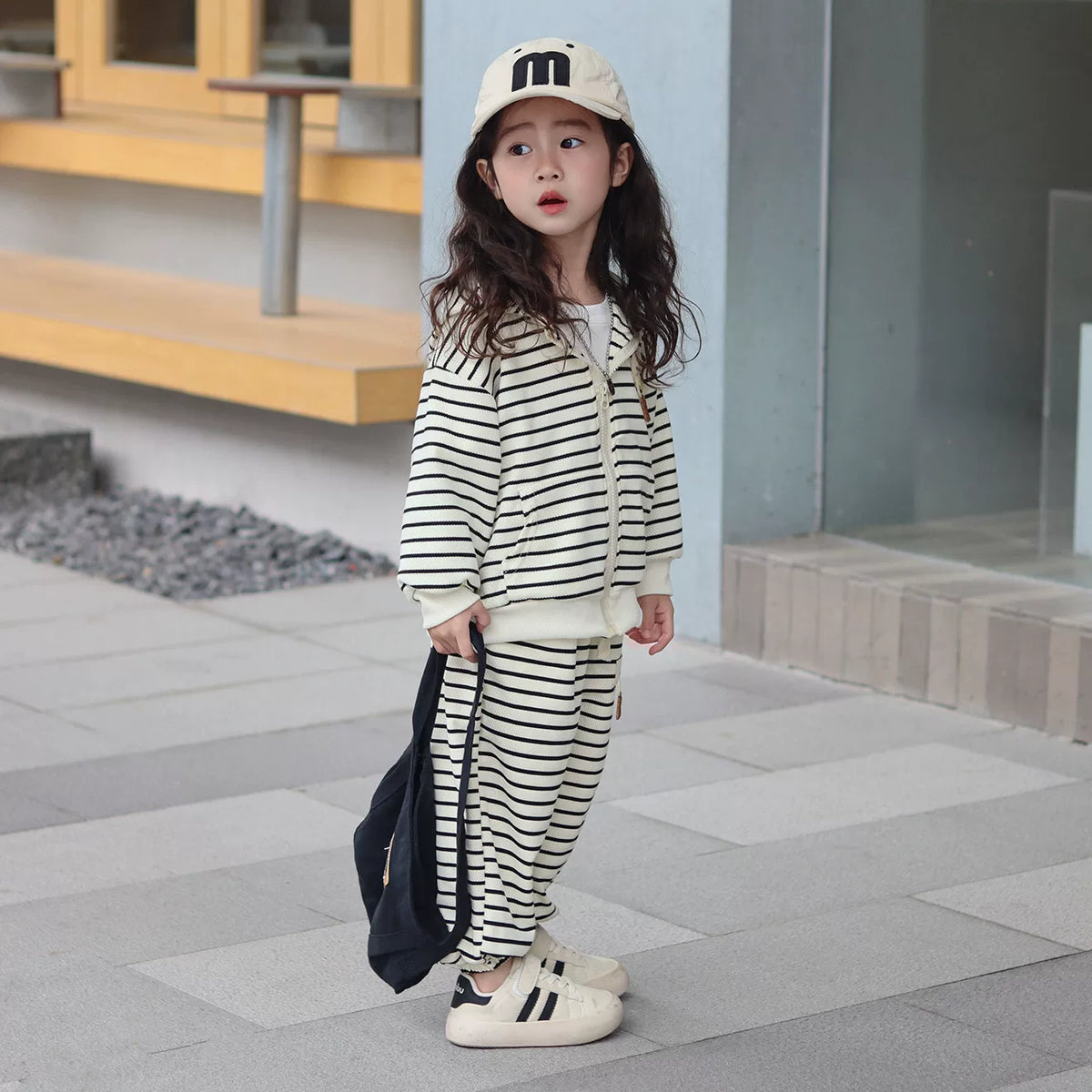 Winter Casual Hooded Striped Kids Coat & Pants