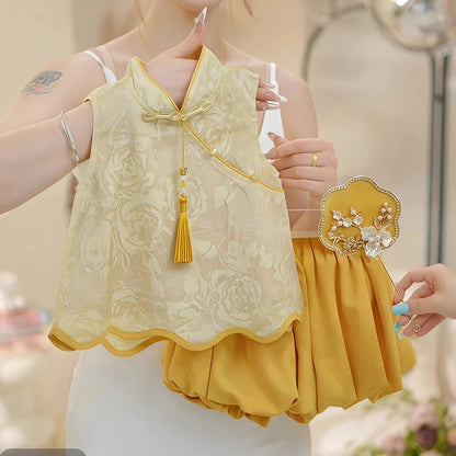 Girls' Modern Chinese Hanfu Set | Beautiful 2-Piece New Style Suit