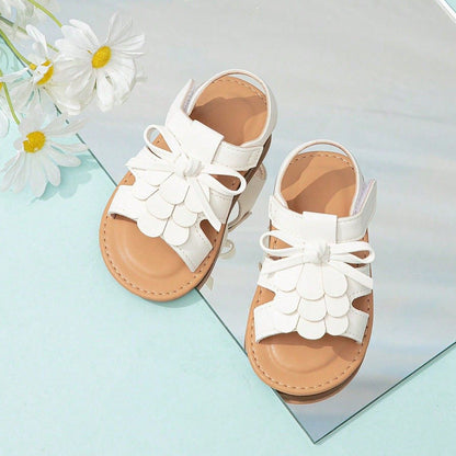 Baby Cute Cartoon Applique Decorative Woven Velcro Flat Sandals