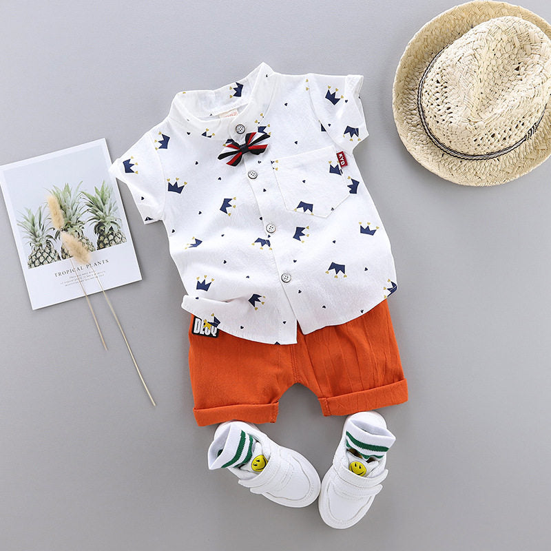 New Trendy Handsome Boy's Casual Two-Piece Short-Sleeved Summer Suit