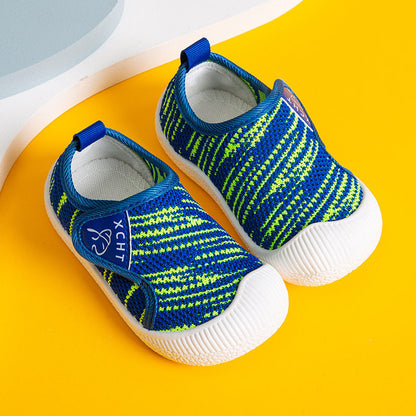 Kids' Slip-On Canvas Mesh Sneakers – Breathable Spring &amp; Autumn Kindergarten Indoor Cloth Shoes