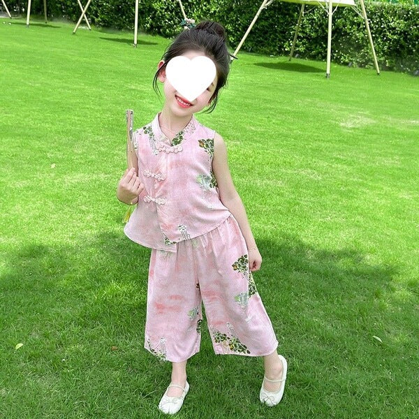 New Chinese-Style Outfit, Two-Piece Set for Girls