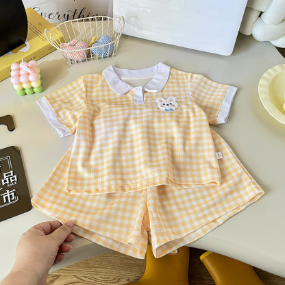 Premium Chinese Imported Kids Plaid Polo Set
