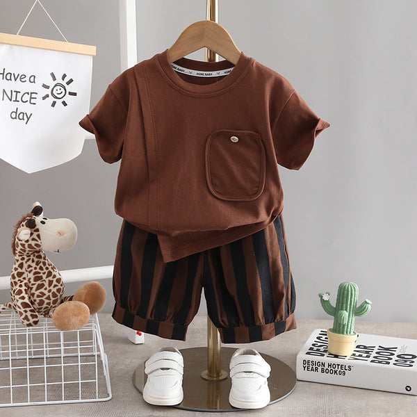 Casual Crewneck Sports Short Sleeve Set