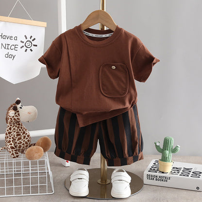Casual Crewneck Sports Short Sleeve Set