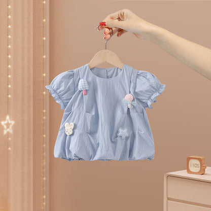 Baby Girl Puff Sleeve Top & Lantern Shorts Set