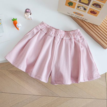 Korean Style Striped Vest and Pleated Shorts Set