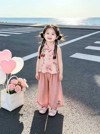 New Style Girls' Outfit_ Sleeveless Set for Girls, Trendy  Fashion