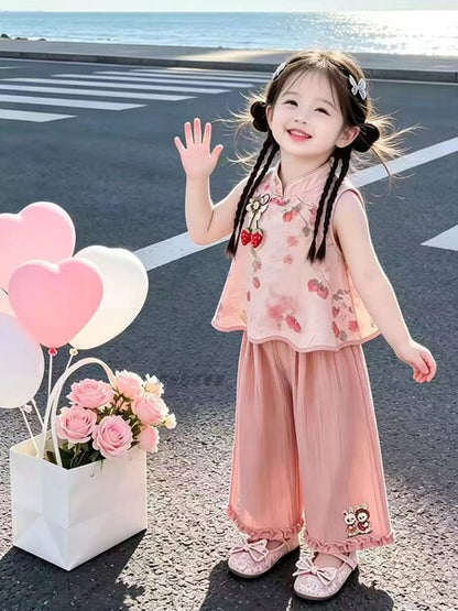 New Style Girls' Outfit_ Sleeveless Set for Girls, Trendy  Fashion