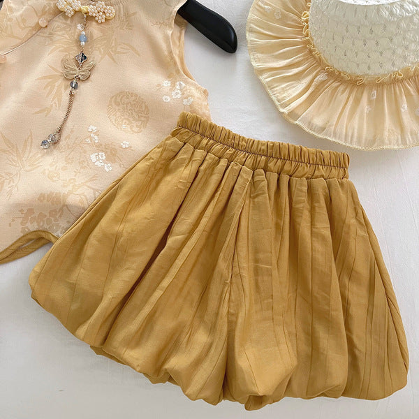 Baby Girl New Chinese Style Jacquard Two-Piece Set