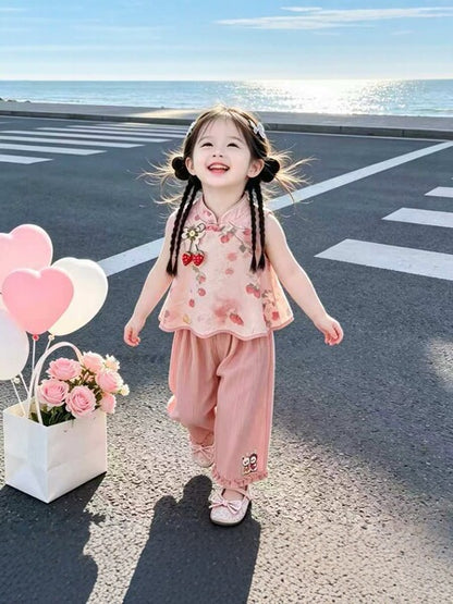 New Style Girls' Outfit_ Sleeveless Set for Girls, Trendy  Fashion